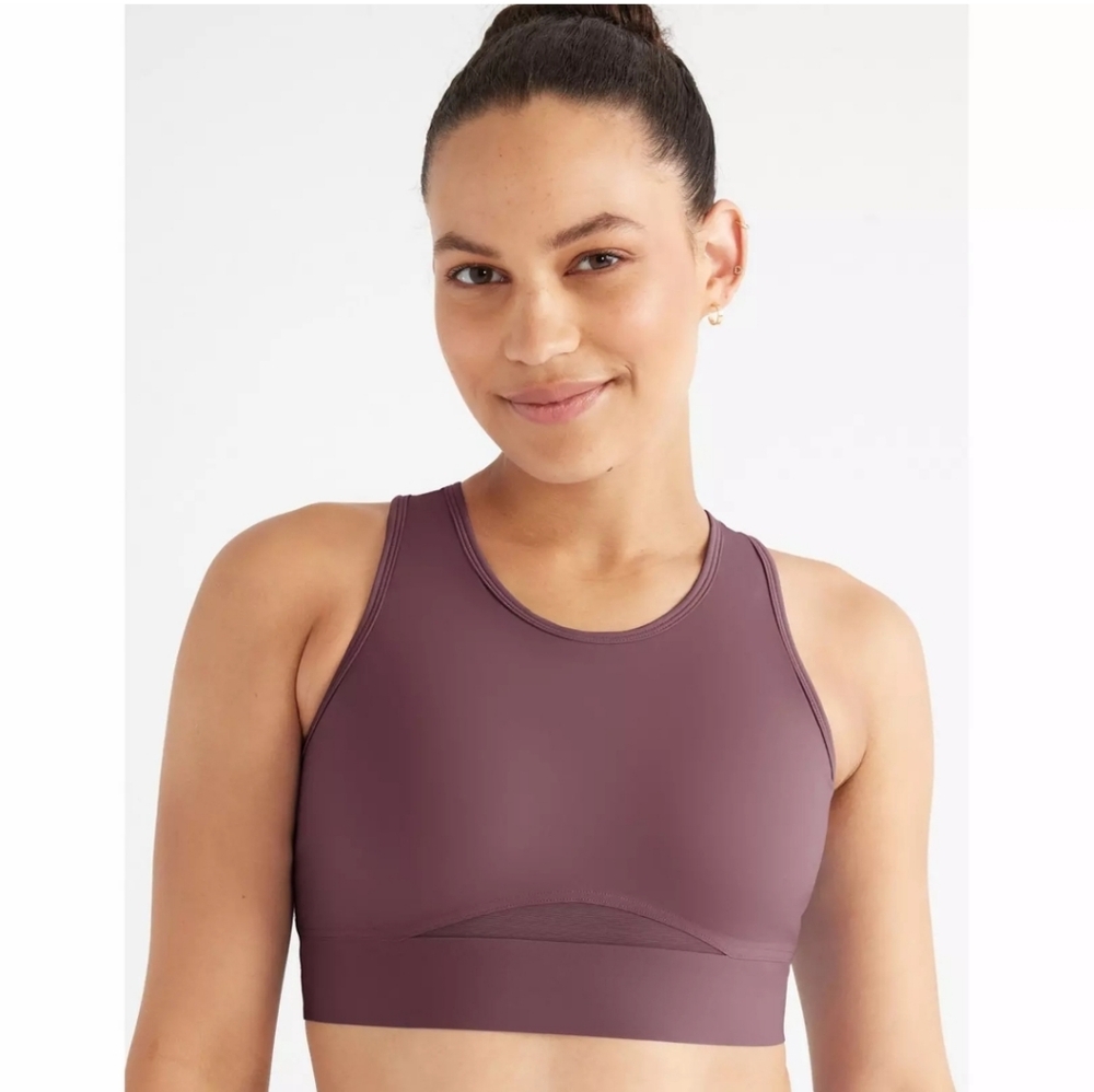 Knix Women's Size XXL Deep Plum Momenta Mesh Cut-Out Padded Sports Bra